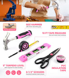 Pink Household Tool Set with 3.6V USB Electric Screwdriver, 136 PCS Home Tool Kit with Cordless Lithium-ion Drill Driver, Hand Tool Kits for Women