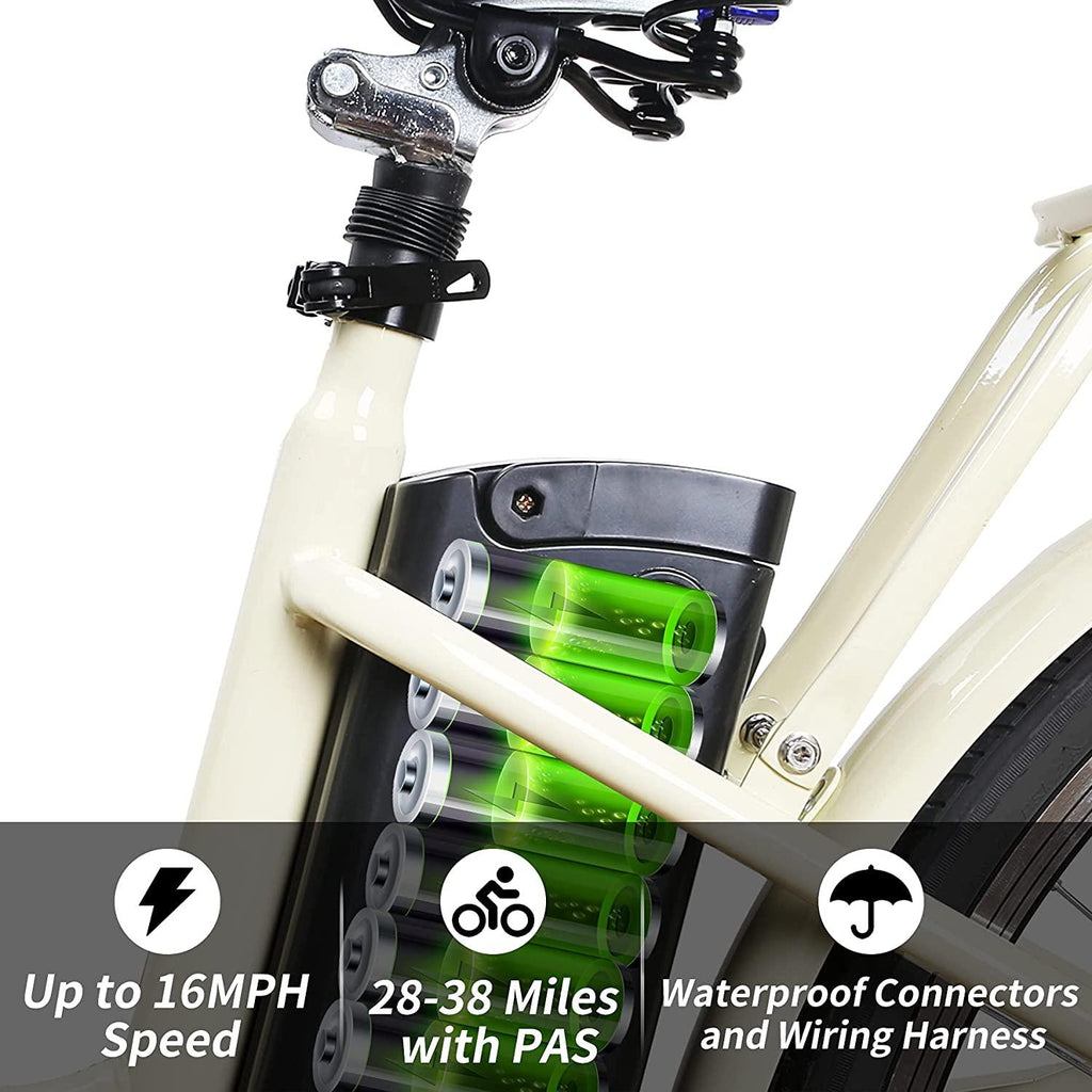 26" Classic Electric Bike for City, 350W Commuter Electric Bicycle with 36V 12.5Ah Removable Lithium-ion Battery E-Bike for Women, Men, Adult |  6-Speed Shifting