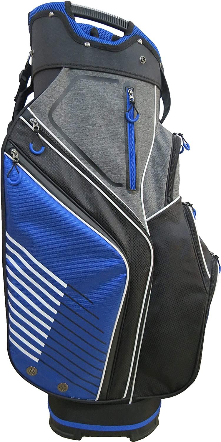 Rife Golf Premium Blue Black Gray Cart Bag Light Weight Dobby Nylon with 10 inch, 14-Way Friendly Separator Top, Front Position Putter Pit