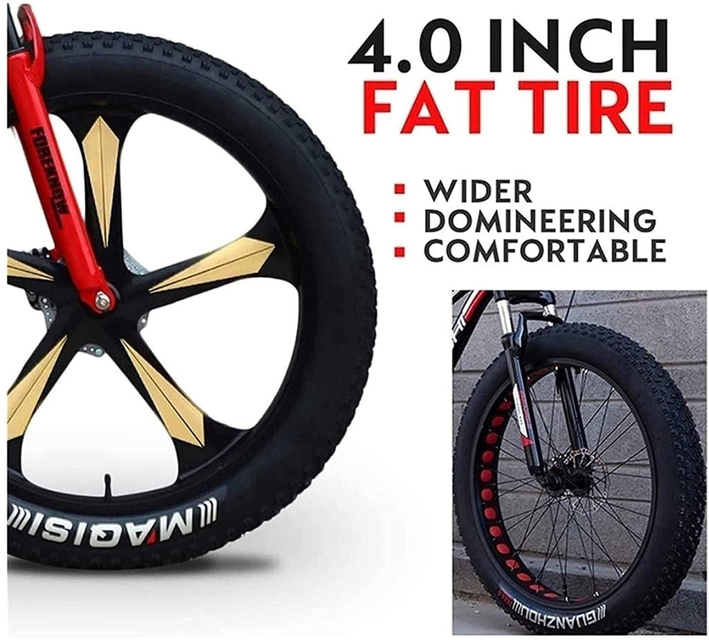 CHICAI Adult 26-inch Mountain Cross-Country High-Carbon Steel Beach Snow Fat Bike Ultra-Wide Tire Sports Bike 21-30 Speed Low-Speed Racing Student Bike (Size : 24-Speed)