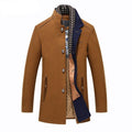 Classic Men's Wool Long Slim Fit Trench Coat