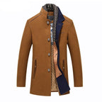 Classic Men's Wool Long Slim Fit Trench Coat