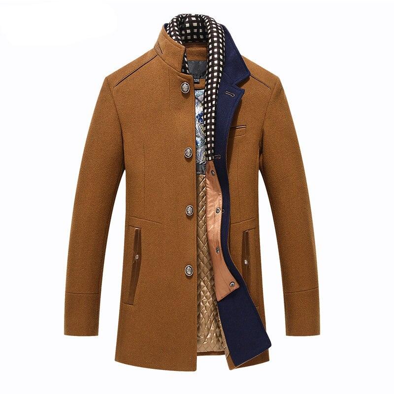 Classic Men's Wool Long Slim Fit Trench Coat