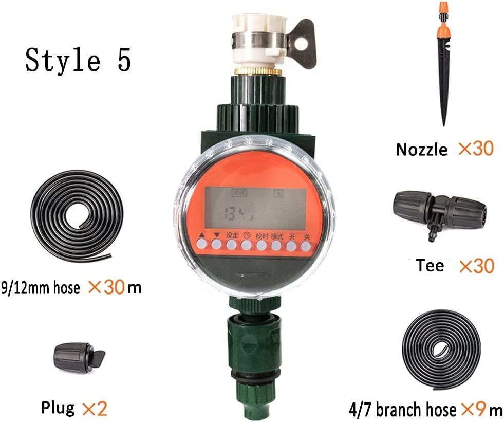 BBGS Micro Drip Irrigation Kit with Timer, DIY Plant Watering Kit Automatic Misting Cooling Irrigation System with Adjustable Nozzle Sprayer and Dripper (Color : Style 5)