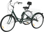 Adult Folding Tricycle 7-Speed, 26-Inch Three Wheel Cruiser Bike with Cargo Basket, Foldable Tricycle for Adults, Women, Men, Seniors Exercise Shopping【Shipping by USA】