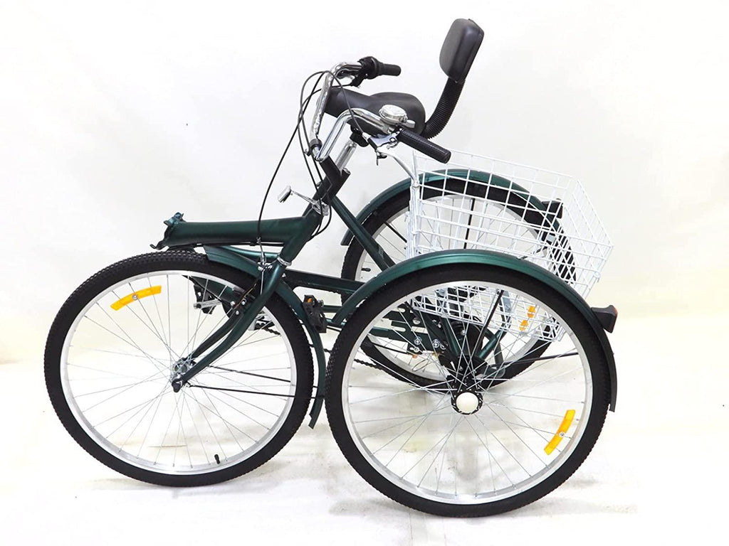 Adult Folding Tricycle 7-Speed, 26-Inch Three Wheel Cruiser Bike with Cargo Basket, Foldable Tricycle for Adults, Women, Men, Seniors Exercise Shopping【Shipping by USA】