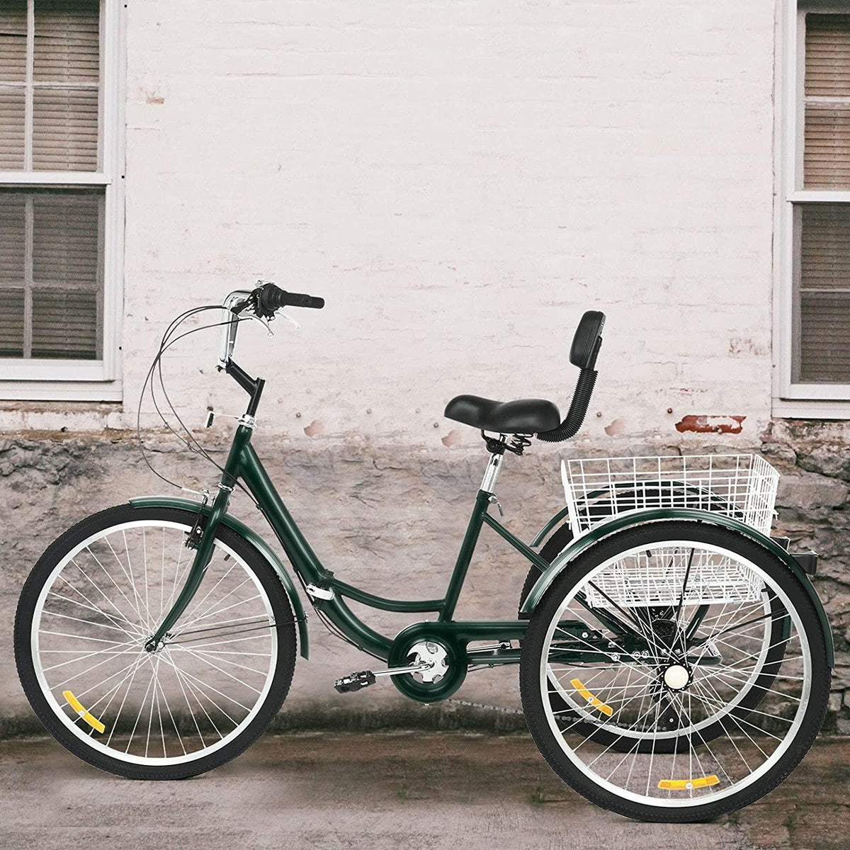 Adult Folding Tricycle 7-Speed, 26-Inch Three Wheel Cruiser Bike with Cargo Basket, Foldable Tricycle for Adults, Women, Men, Seniors Exercise Shopping【Shipping by USA】