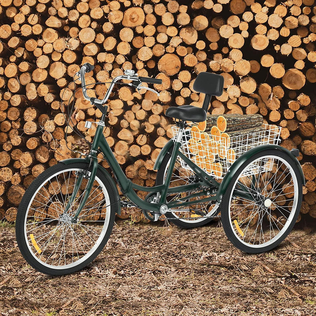 Adult Folding Tricycle 7-Speed, 26-Inch Three Wheel Cruiser Bike with Cargo Basket, Foldable Tricycle for Adults, Women, Men, Seniors Exercise Shopping【Shipping by USA】