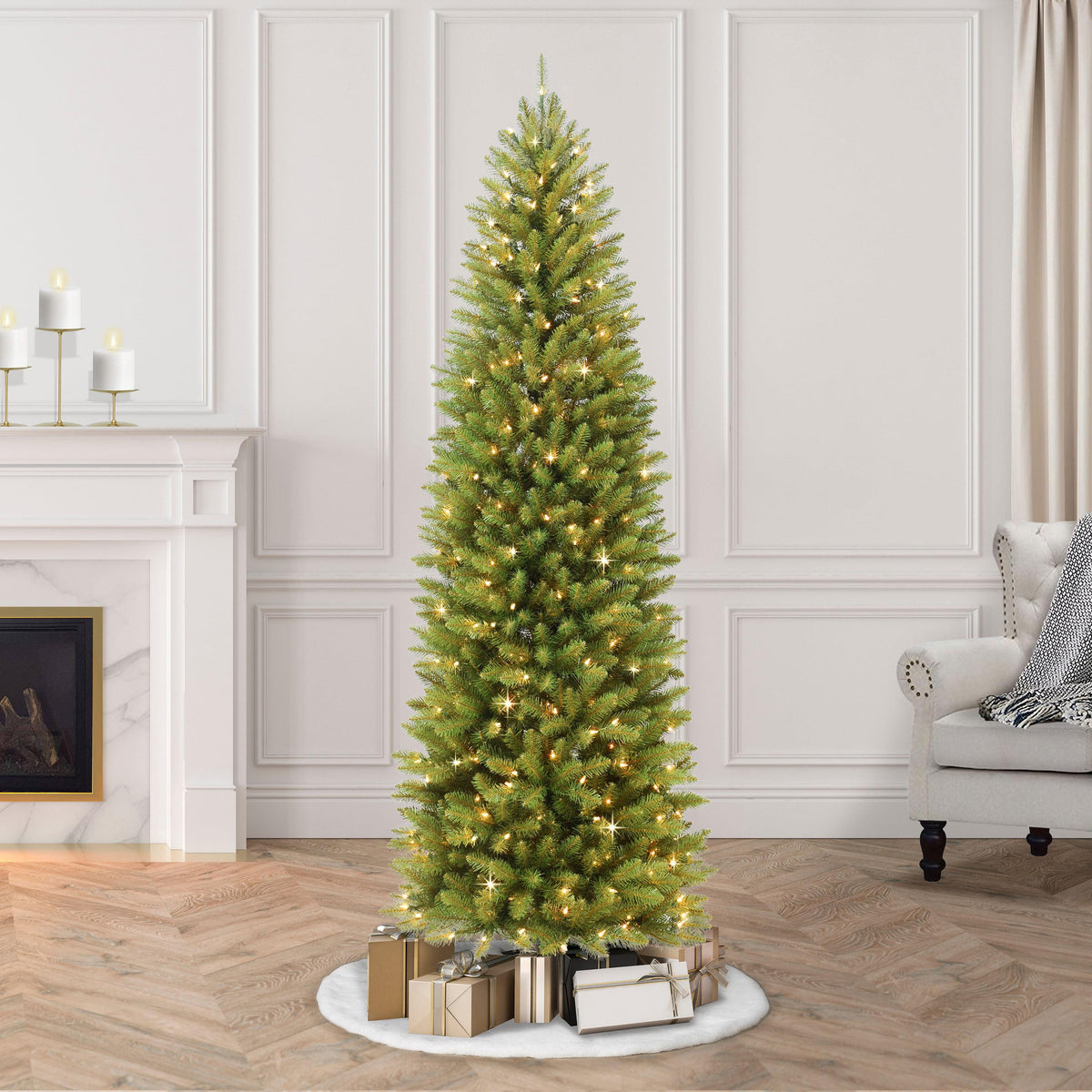 10 ft Pre-lit Slim Fraser Fir Artificial Christmas Tree 900 UL listed Clear Lights
