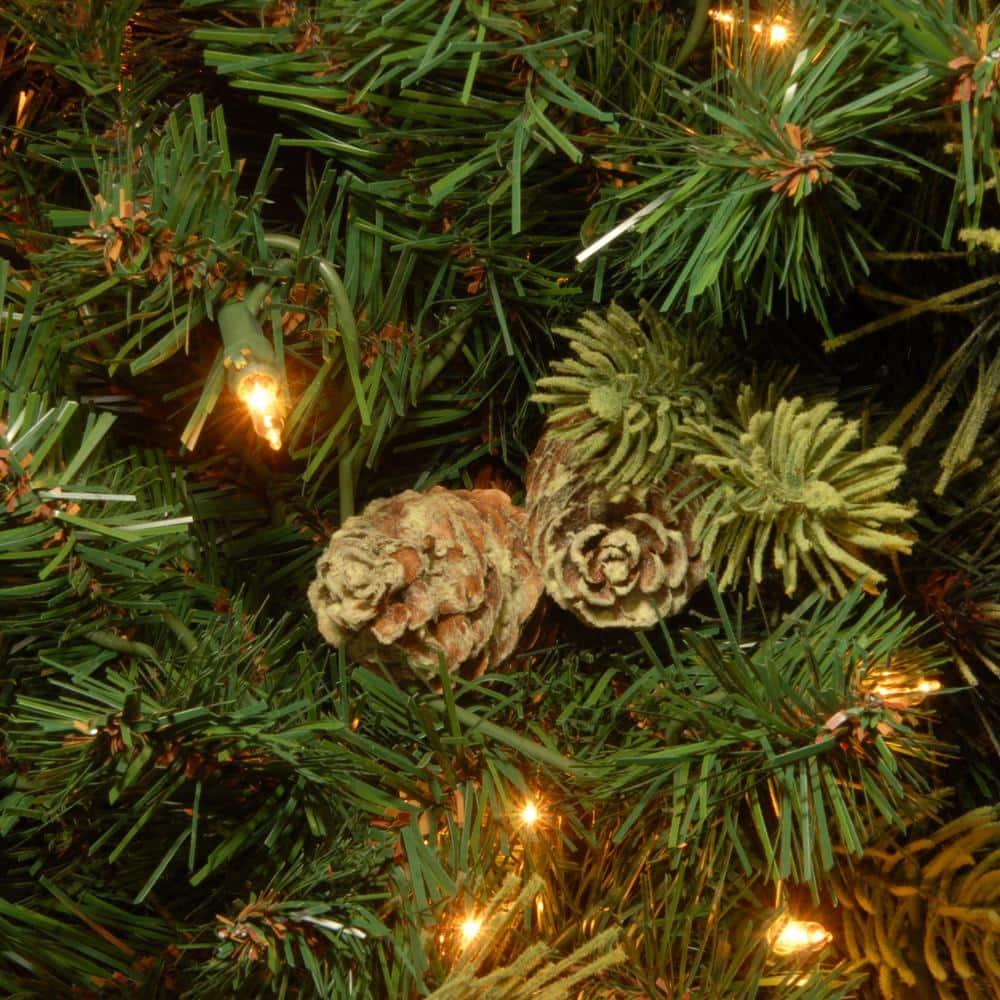 7-1/2 ft. Carolina Pine Hinged Artificial Christmas Tree with 86 Flocked Cones and 750 Clear Lights