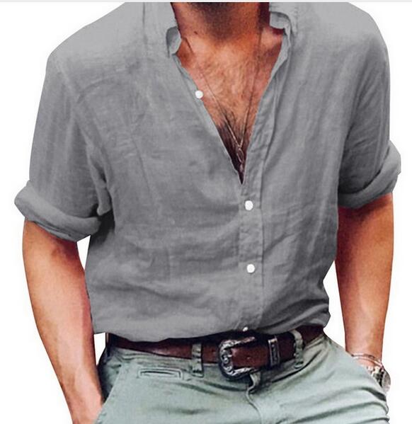 Men's Solid Color Shirt Long Sleeve