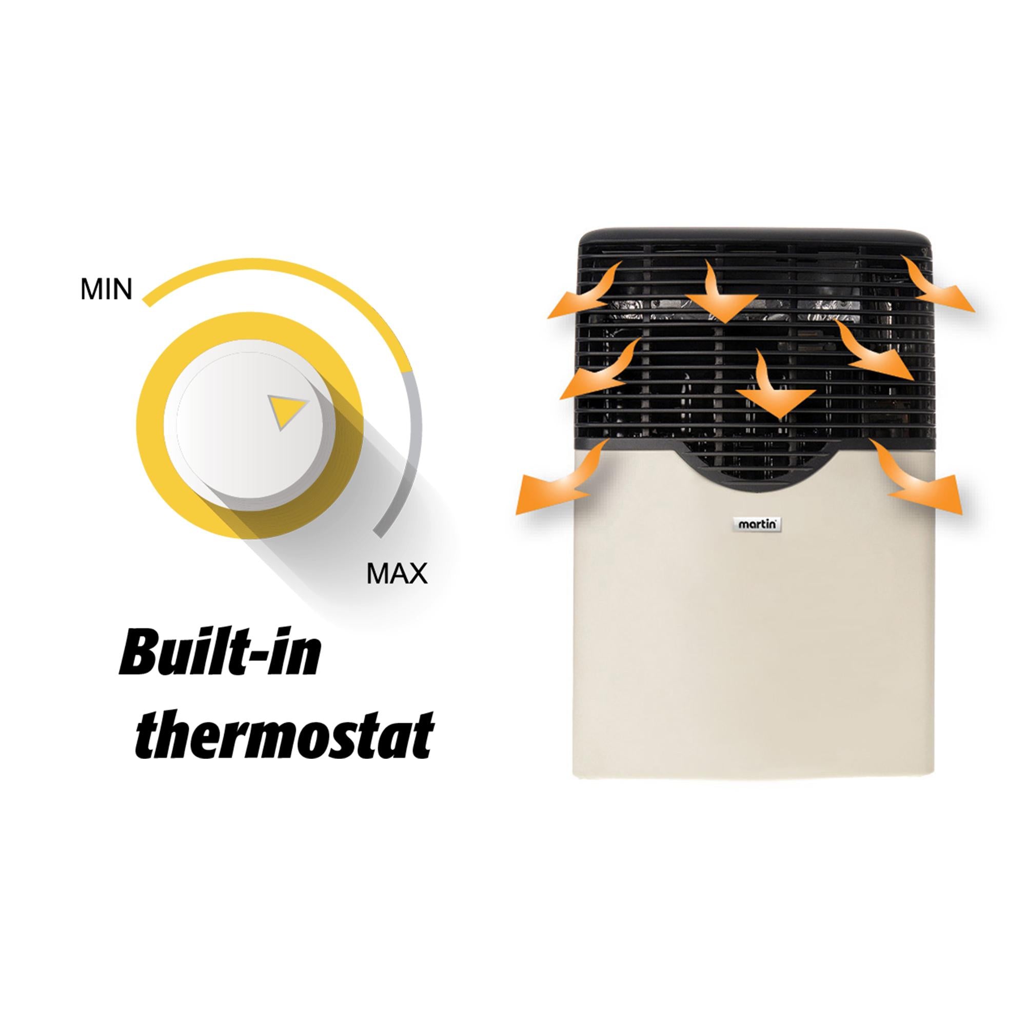 Martin Direct Vent Propane Wall Heater with Built In Thermostat, 8,000 BTU