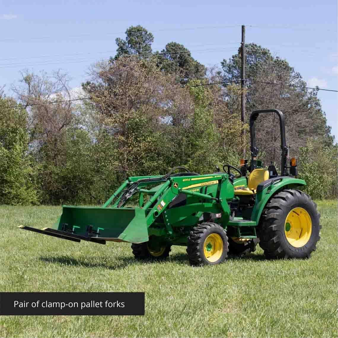 titan attachments 30" light-duty clamp-on pallet forks rate 1500 lb loader or skid steer