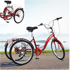 Micozy Adult Tricycle Adult Tricycles Trike Tricycle 24 inch 3 Wheeled Bikes Three Wheeled Bike MTB Tricycle Three Wheel Cruiser Bike with LarBasket 7-Speed, for Adult Seniors Elderly [US in Stock]