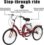 Micozy Adult Tricycle Adult Tricycles Trike Tricycle 24 inch 3 Wheeled Bikes Three Wheeled Bike MTB Tricycle Three Wheel Cruiser Bike with LarBasket 7-Speed, for Adult Seniors Elderly [US in Stock]