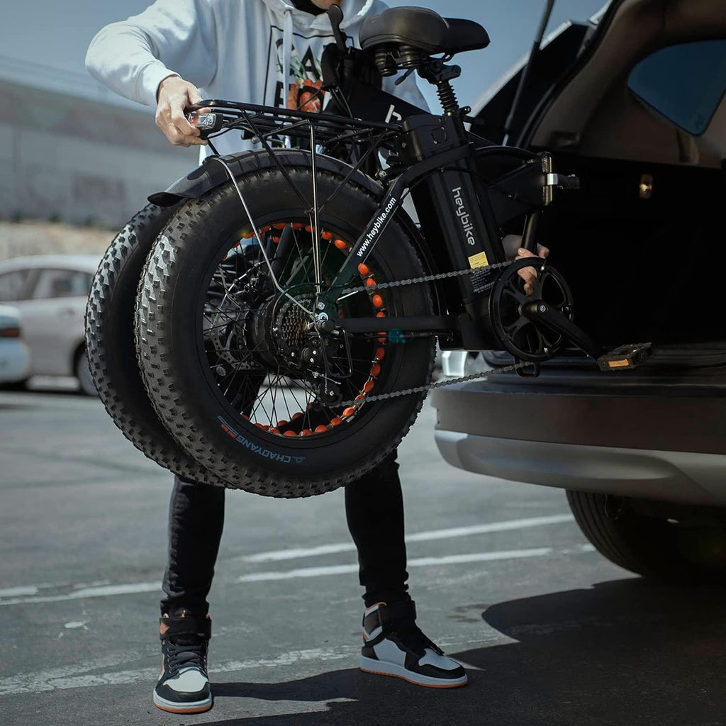 Heybike Mars Electric Bike Foldable 20" x 4.0 Fat Tire Electric Bicycle with 500W Motor, 48V 12.5AH Removable Battery,  7-Speed and Dual Shock Absorber for Adults