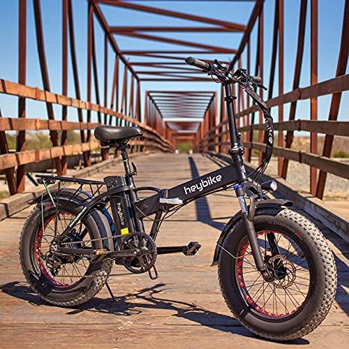 Heybike Mars Electric Bike Foldable 20" x 4.0 Fat Tire Electric Bicycle with 500W Motor, 48V 12.5AH Removable Battery,  7-Speed and Dual Shock Absorber for Adults