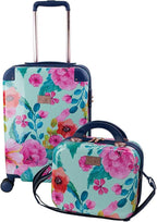 Chariot 2-piece set Hardside Expandable Carry On Luggage With Matching Beauty Case (Floral)