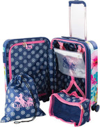 Chariot 2-piece set Hardside Expandable Carry On Luggage With Matching Beauty Case (Floral)