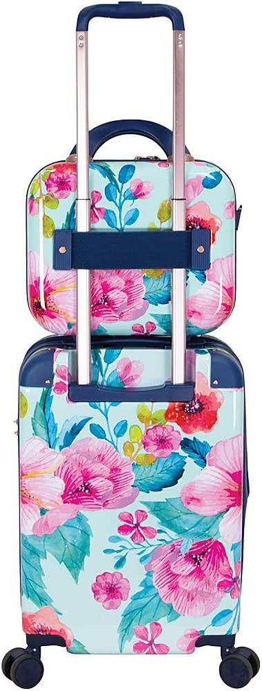 Chariot 2-piece set Hardside Expandable Carry On Luggage With Matching Beauty Case (Floral)