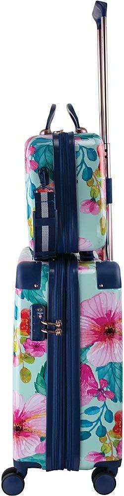 Chariot 2-piece set Hardside Expandable Carry On Luggage With Matching Beauty Case (Floral)