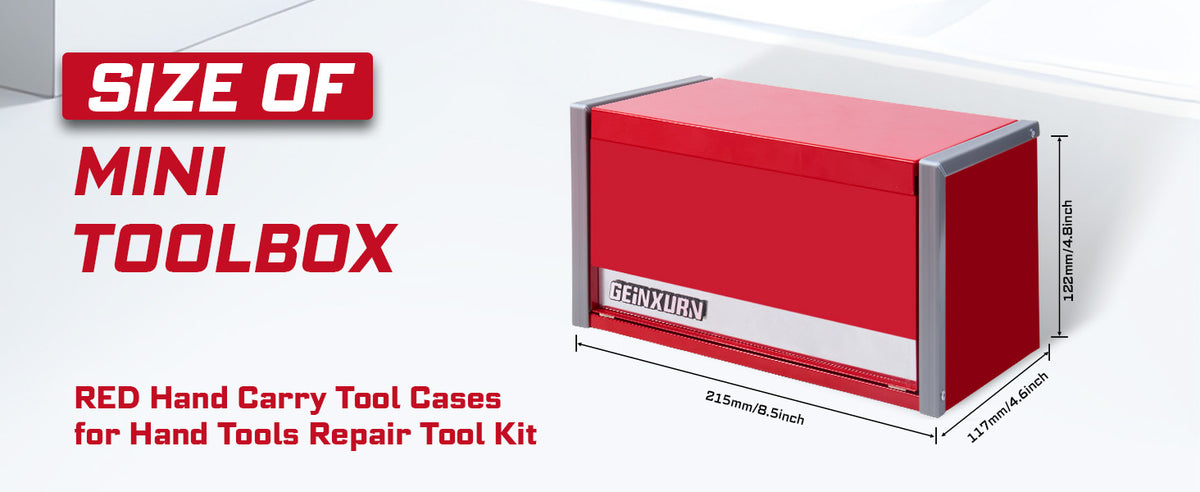 3-Drawer Rolling Red Tool Box, Heavy Duty Micro Roll Cab Steel Stackable Tool Chest with Lockable Drawers, LarCapacity Tool Cabinet for Garage, Workshop, Truck