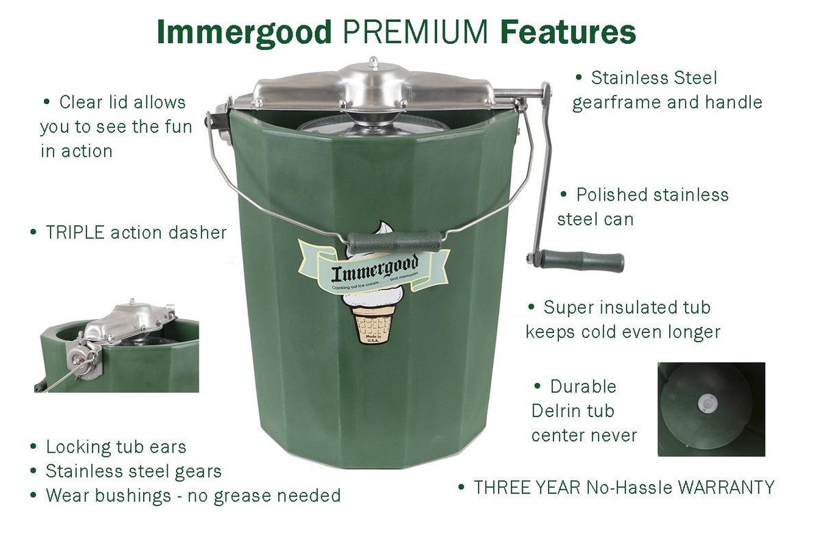 PREMIUM 6 qt. -   Steel Ice Cream Maker - Hand Crank