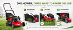 3 in 1 Self Propelled Gas Lawn Mower, 131cc 4-Stroke Engine with 50L Grass Bag &amp; Big Wheels, 3-in-1 Mulching/Side Discharge/Rear Bag, Push Button Start for Medium to LarLawns Red