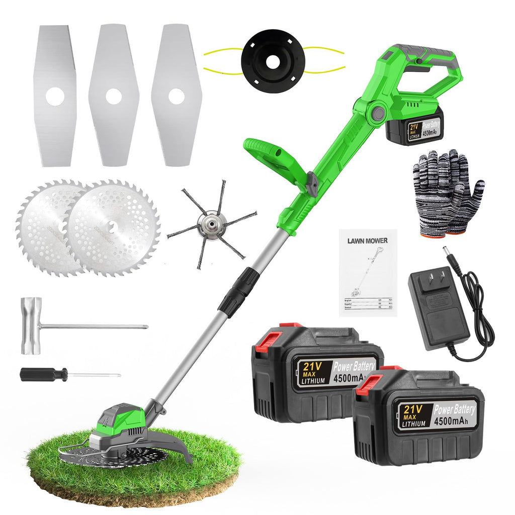 21V Electric Weed Wacker Cordless Weed Wacker with 2 x 4.5Ah Batteries, 960W Brushless Motor Weed Eater, 4-in-1 Multifunctional Grass Trimmer Lawn Tool Cordless Cutter Mower, Garden Gifts