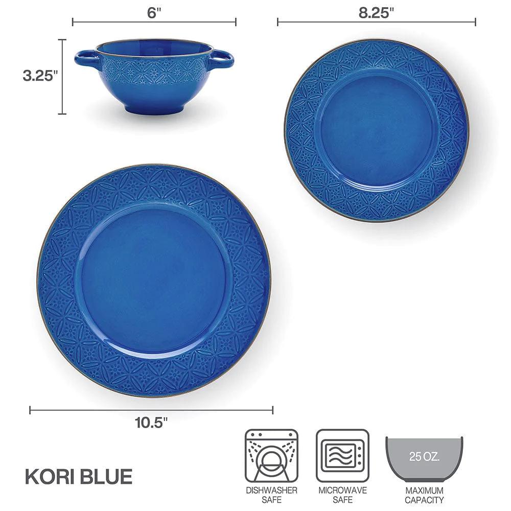 Kori Blue 12 Piece Dinnerware Set, Service for 4