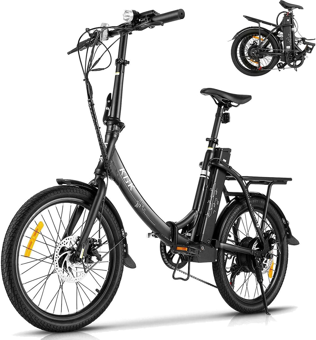 KGK 20'' Adult Folding Electric Bike Adjustable Height 350W Electric Mountain Bike Electric Bicycle for Adults, 20MPH Adults Hybrid Ebike Throttle &amp; Pedal Assist Moped City Commuter Bicycle 7 Speed