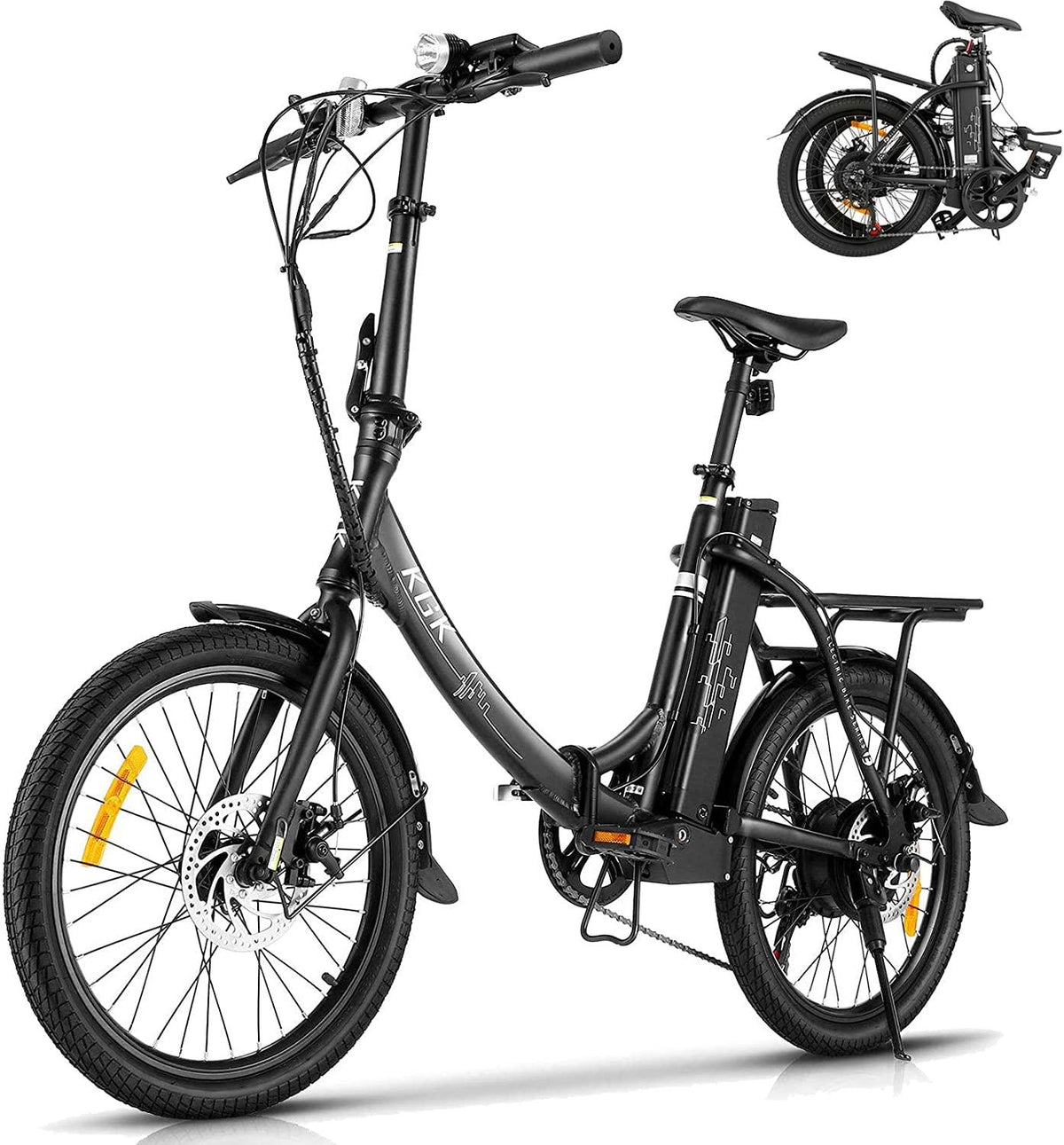 KGK 20'' Adult Folding Electric Bike Adjustable Height 350W Electric Mountain Bike Electric Bicycle for Adults, 20MPH Adults Hybrid Ebike Throttle &amp; Pedal Assist Moped City Commuter Bicycle 7 Speed