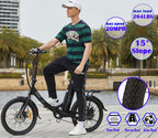 KGK 20'' Adult Folding Electric Bike Adjustable Height 350W Electric Mountain Bike Electric Bicycle for Adults, 20MPH Adults Hybrid Ebike Throttle &amp; Pedal Assist Moped City Commuter Bicycle 7 Speed