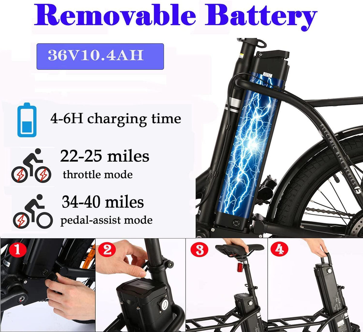 KGK 20'' Adult Folding Electric Bike Adjustable Height 350W Electric Mountain Bike Electric Bicycle for Adults, 20MPH Adults Hybrid Ebike Throttle &amp; Pedal Assist Moped City Commuter Bicycle 7 Speed