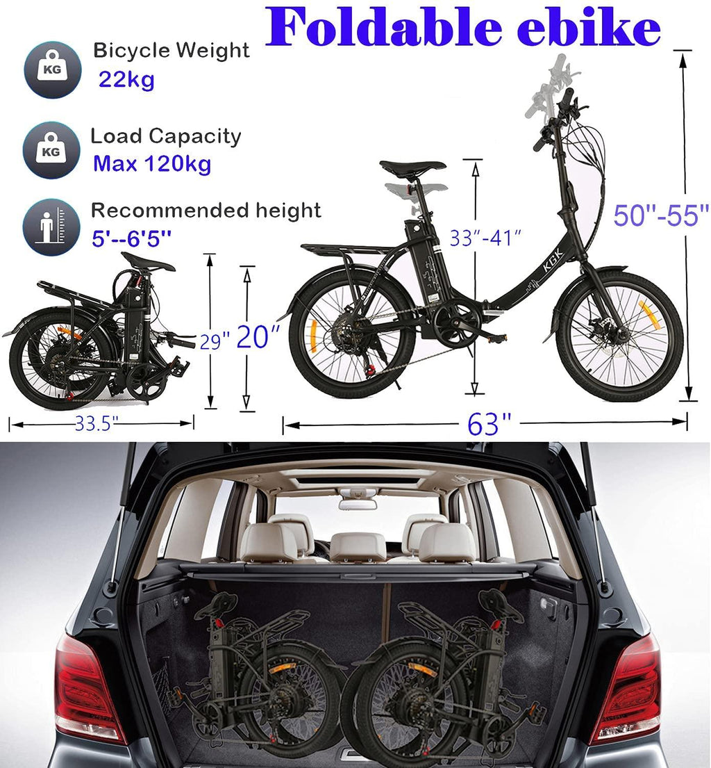 KGK 20'' Adult Folding Electric Bike Adjustable Height 350W Electric Mountain Bike Electric Bicycle for Adults, 20MPH Adults Hybrid Ebike Throttle &amp; Pedal Assist Moped City Commuter Bicycle 7 Speed