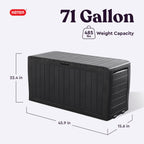 Plus 71 Gallon Resin Deck Box-Organization and Storafor Patio StoraBox Outdoor Cushions, Throw Pillows, Garden Tools and Pool Accessories, Dark Grey