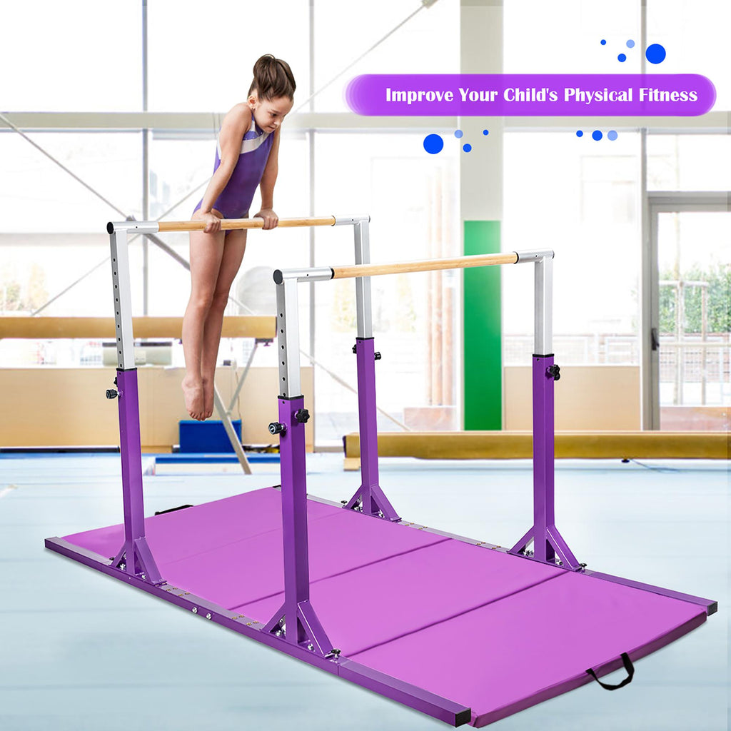 Horizontal Train Bar W/ 4'x8'x2'' Gymnastics Mat Folding Panel Exercise Fitness