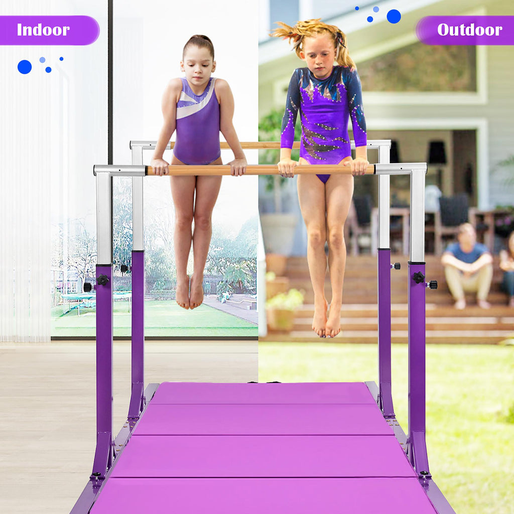 Horizontal Train Bar W/ 4'x8'x2'' Gymnastics Mat Folding Panel Exercise Fitness