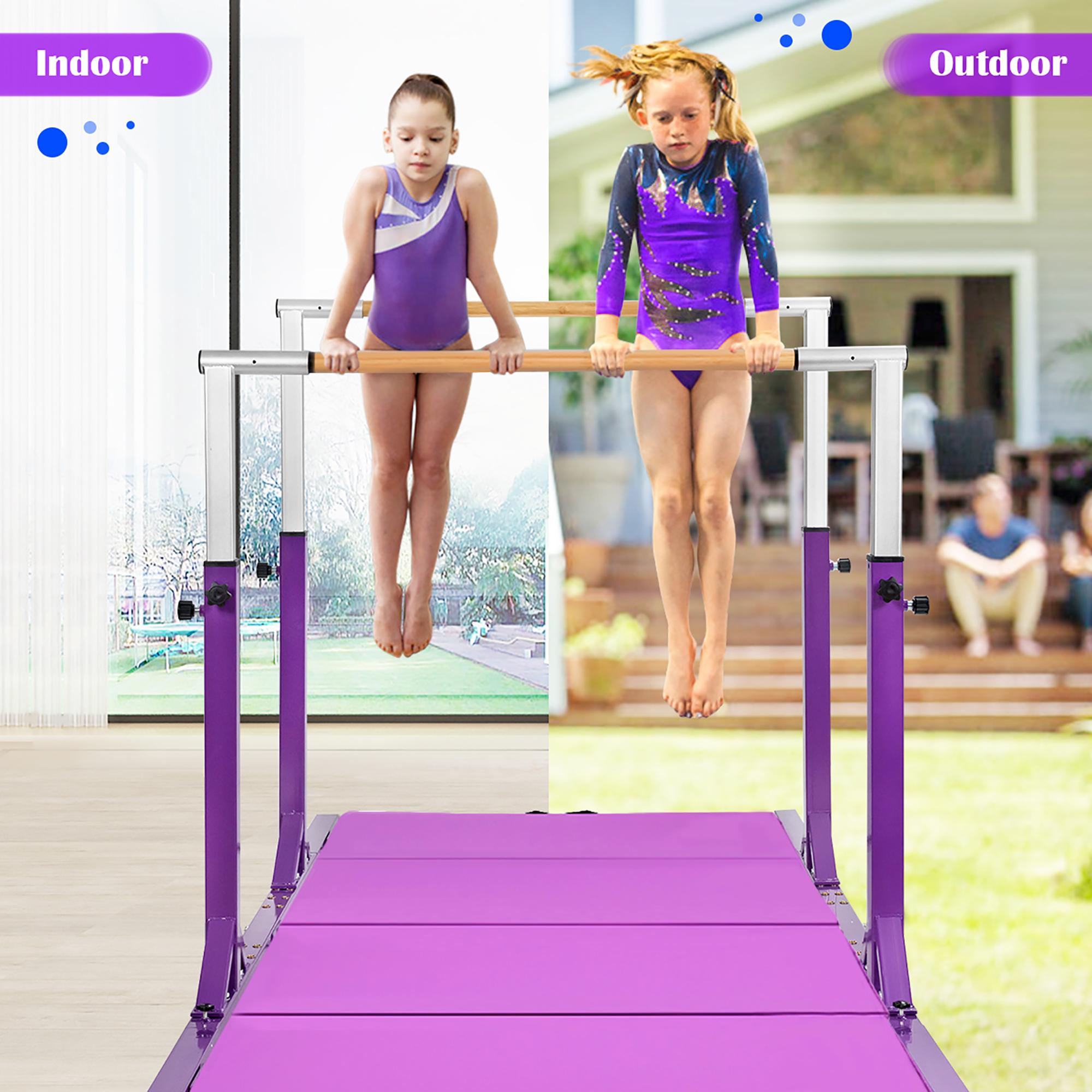 Horizontal Train Bar W/ 4'x8'x2'' Gymnastics Mat Folding Panel Exercise Fitness