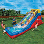Banzai Double Drop Raceway 2 Lane Inflatable Kids Outdoor Backyard Bounce Water Slide Splash Park with Sprinklers and Climbing
