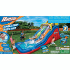 Banzai Double Drop Raceway 2 Lane Inflatable Kids Outdoor Backyard Bounce Water Slide Splash Park with Sprinklers and Climbing