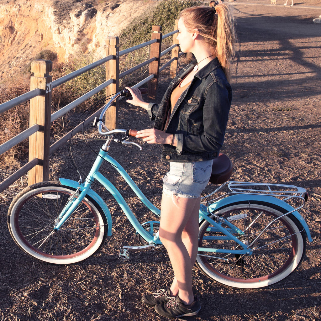 reezero Every journey Women's 7-Speed Step-Through Hybrid Cruiser Bicycle, 26 In. Wheels and 17.5 In. Frame, Teal