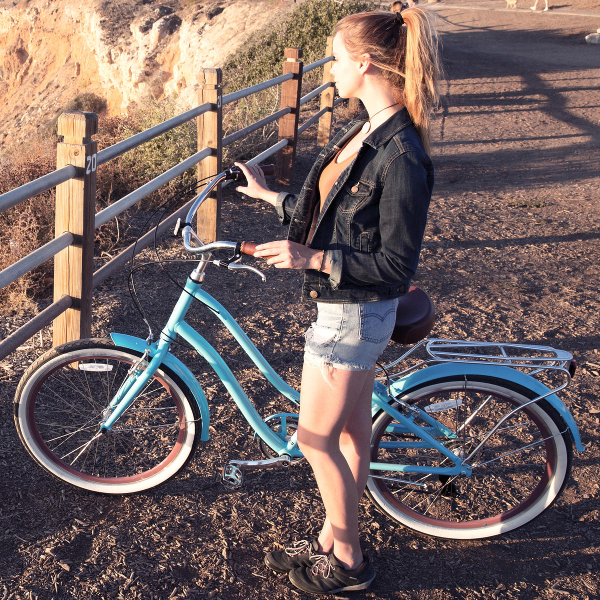 reezero Every journey Women's 7-Speed Step-Through Hybrid Cruiser Bicycle, 26 In. Wheels and 17.5 In. Frame, Teal