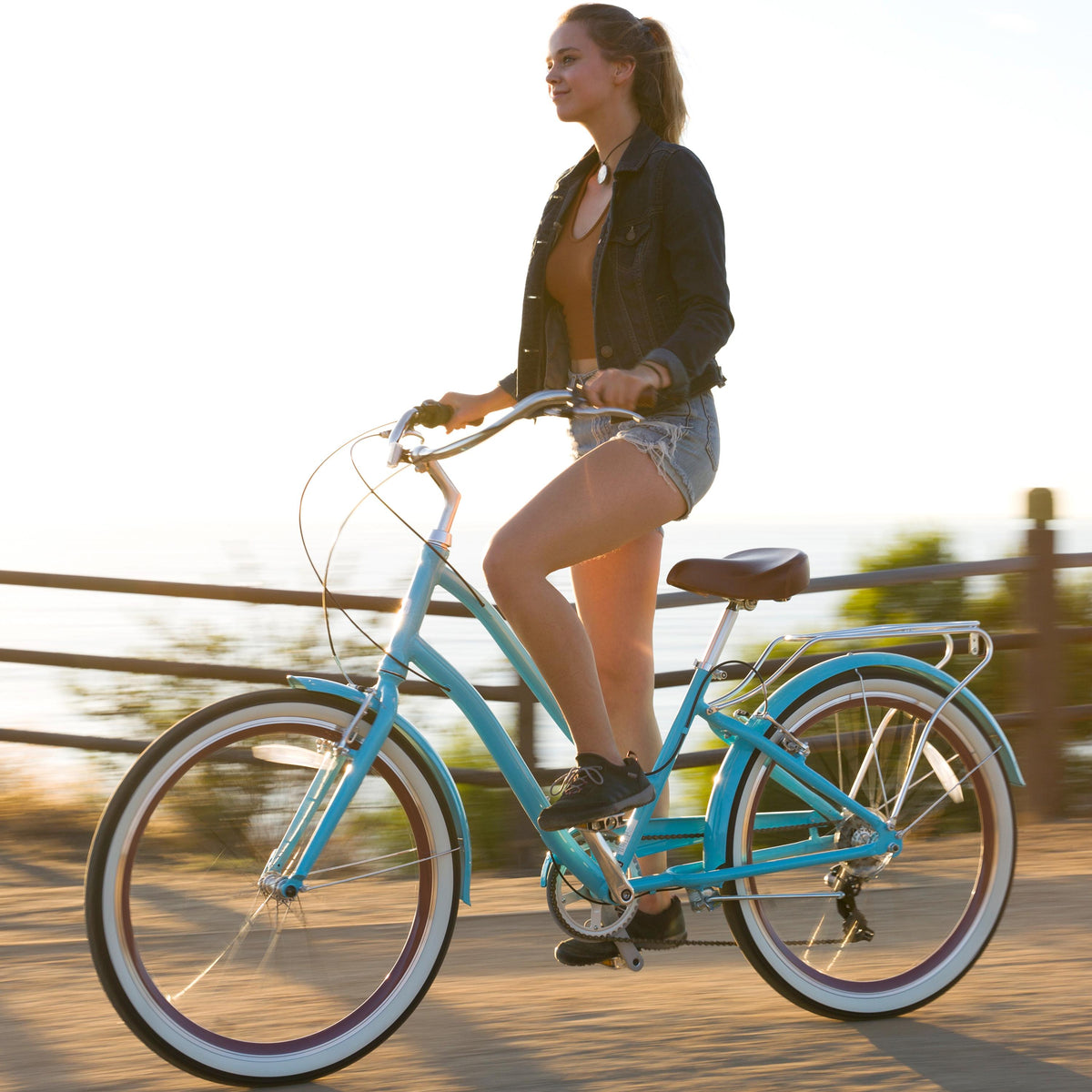 reezero Every journey Women's 7-Speed Step-Through Hybrid Cruiser Bicycle, 26 In. Wheels and 17.5 In. Frame, Teal