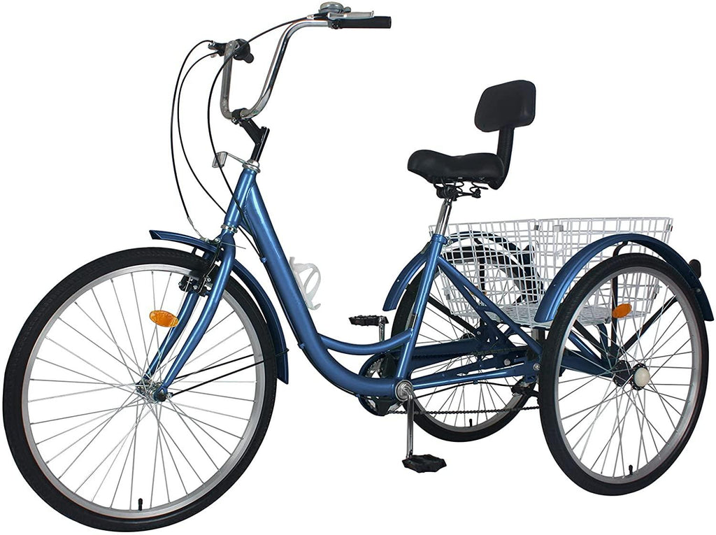 Adult Tricycles Three Wheel Cruiser Bike 7 Speed, Adult Trikes 24/26 inch Wheels Low Step-Through, Three-Wheeled Bicycles with Cargo Basket for Women, Men, Seniors
