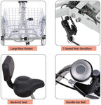 Adult Tricycles Three Wheel Cruiser Bike 7 Speed, Adult Trikes 24/26 inch Wheels Low Step-Through, Three-Wheeled Bicycles with Cargo Basket for Women, Men, Seniors
