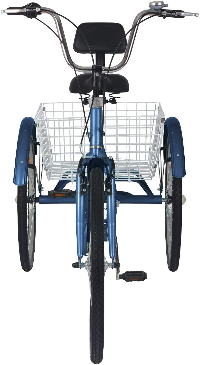 Adult Tricycles Three Wheel Cruiser Bike 7 Speed, Adult Trikes 24/26 inch Wheels Low Step-Through, Three-Wheeled Bicycles with Cargo Basket for Women, Men, Seniors