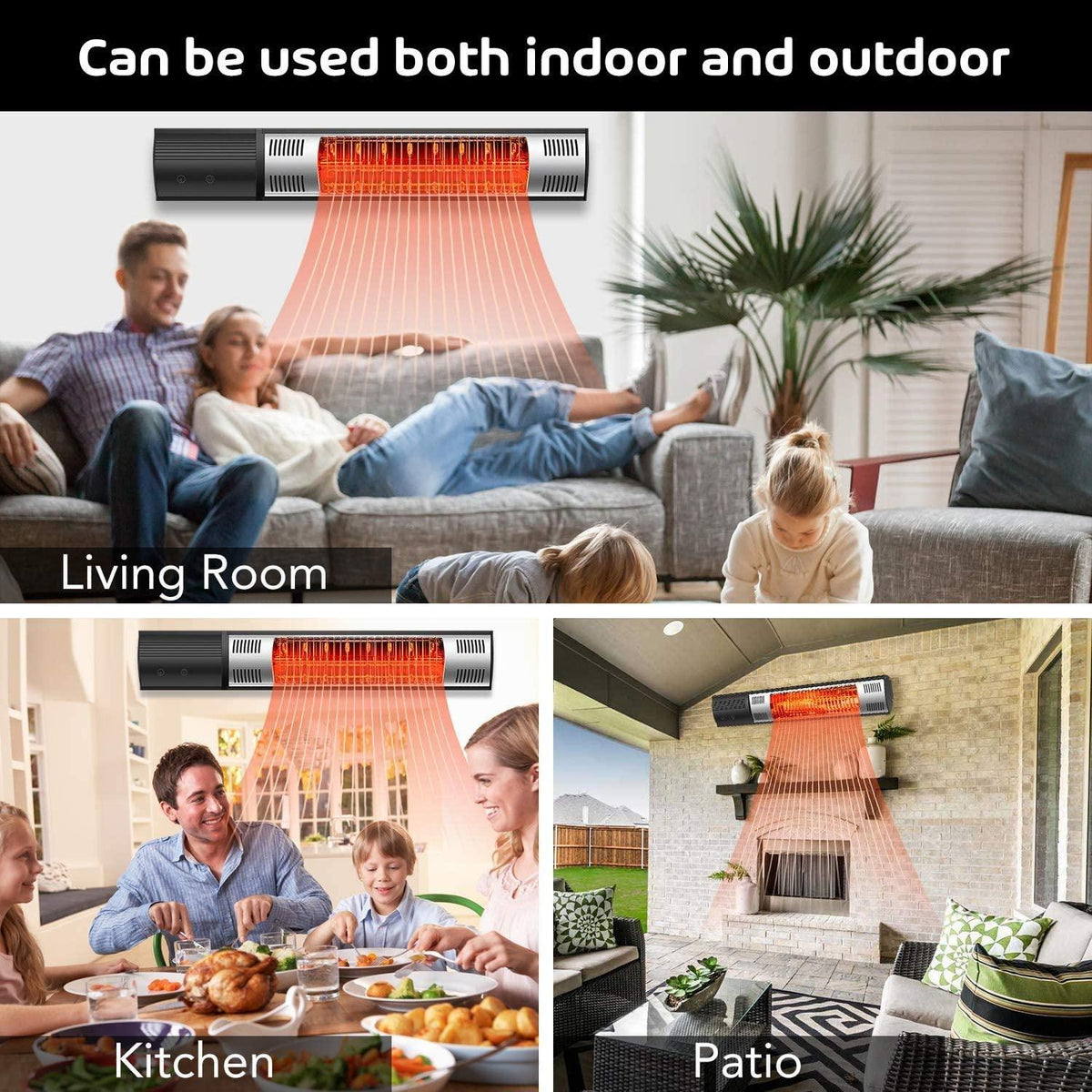 Patio Infrared Heater, SYNGAR 1500W Fast Heat Electric Heater, Wall Mounted Heater with Remote Control and Timer, Outdoor/Indoor Heater for Patio, Balcony, Courtyard, Living Room, Bedroom, D5890