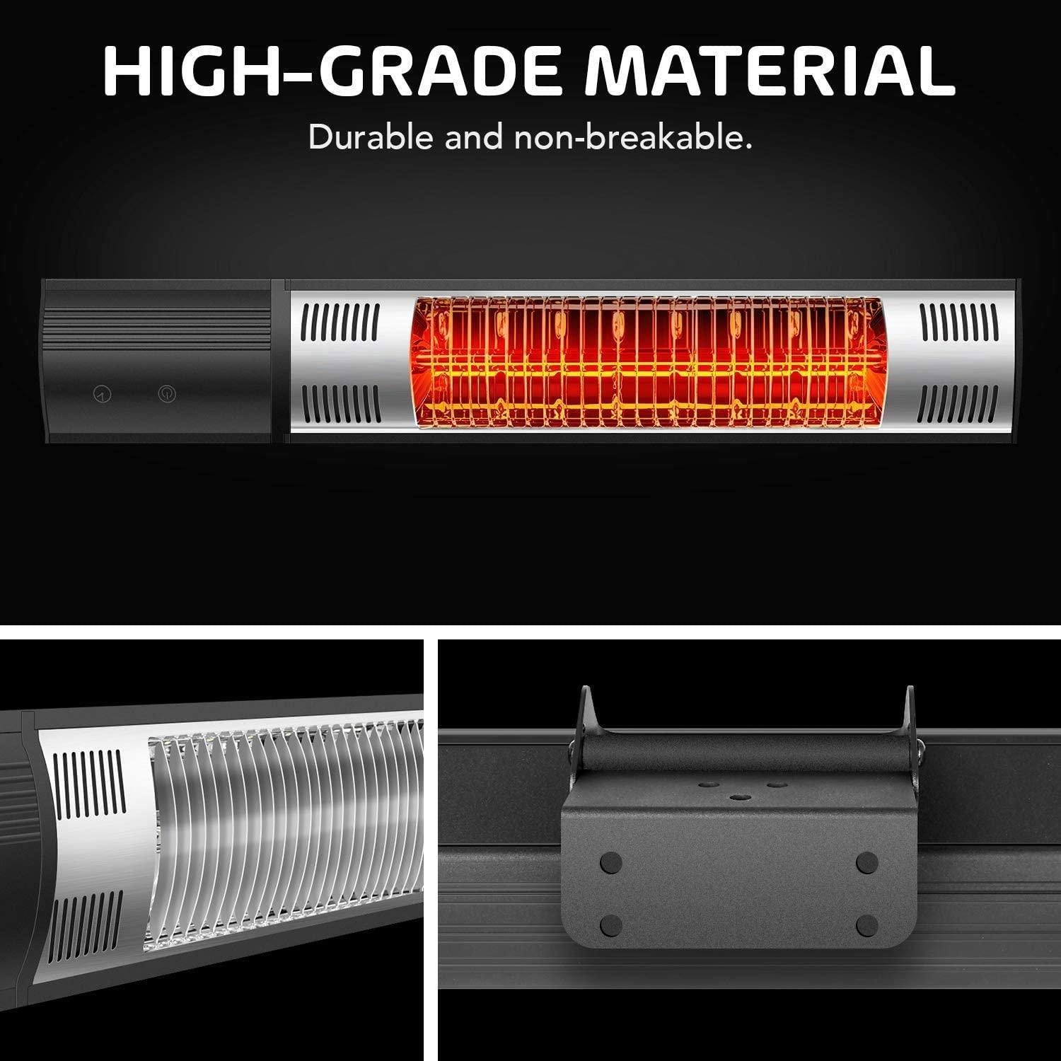 Patio Infrared Heater, 1500W Fast Heat Electric Heater, Wall Mounted Heater with Remote Control and Timer, Outdoor/Indoor Heater for Patio, Balcony, Courtyard, Living Room, Bedroom, D5889