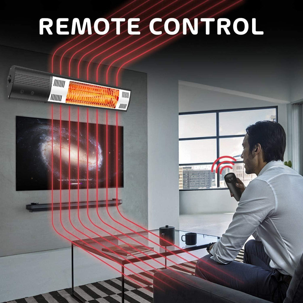 Indoor Outdoor Heater, SESSLIFE 1500W Electric Wall-Mounted Infrared Heater, Remote Control Heater with Power Settings and Timer, TE1981